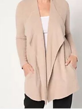 Barefoot Dreams Cozychic Lite Island Wrap Cardigan Style 903 Pockets Pink 12/14